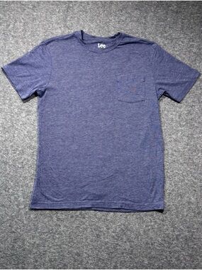 Lee Men's Heather Blue Crew Neck Pocket Tee